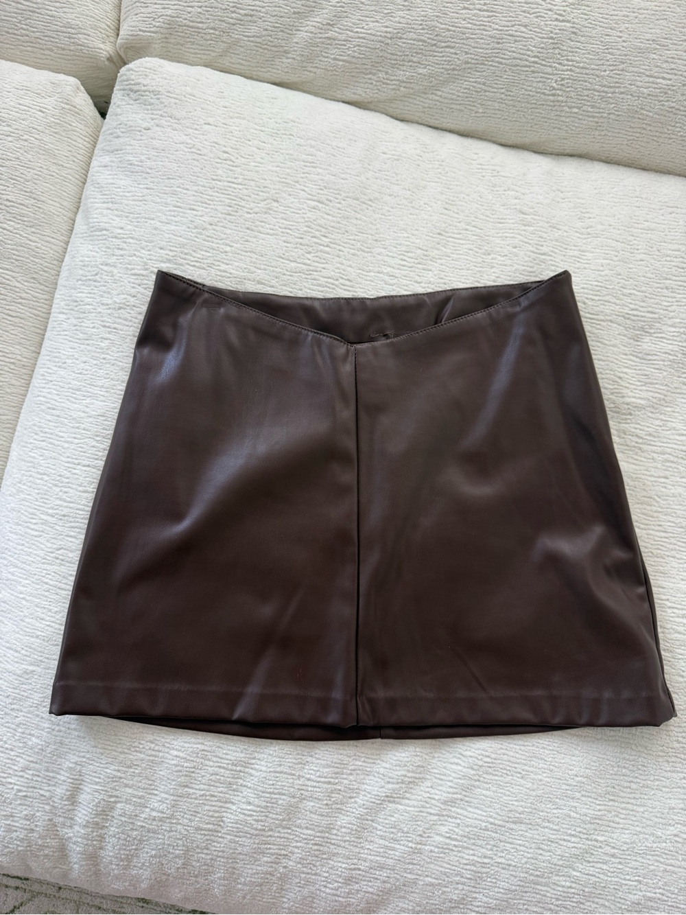 H&M Women's Faux Leather A-Line Mini Skirt - Brown